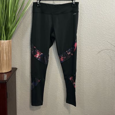 B81 Jockey woman’s full length floral mesh on black workout leggings, size mediu